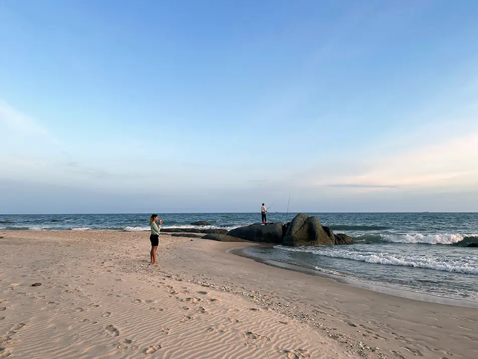 A quieter undeveloped stretch of beach outside the main Mui Ne resort area.