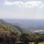 Panoramic views from Ta Cu Mountain overlooking countryside near Mui Ne, Vietnam