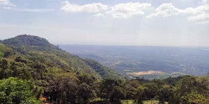 Panoramic views from Ta Cu Mountain overlooking countryside near Mui Ne, Vietnam