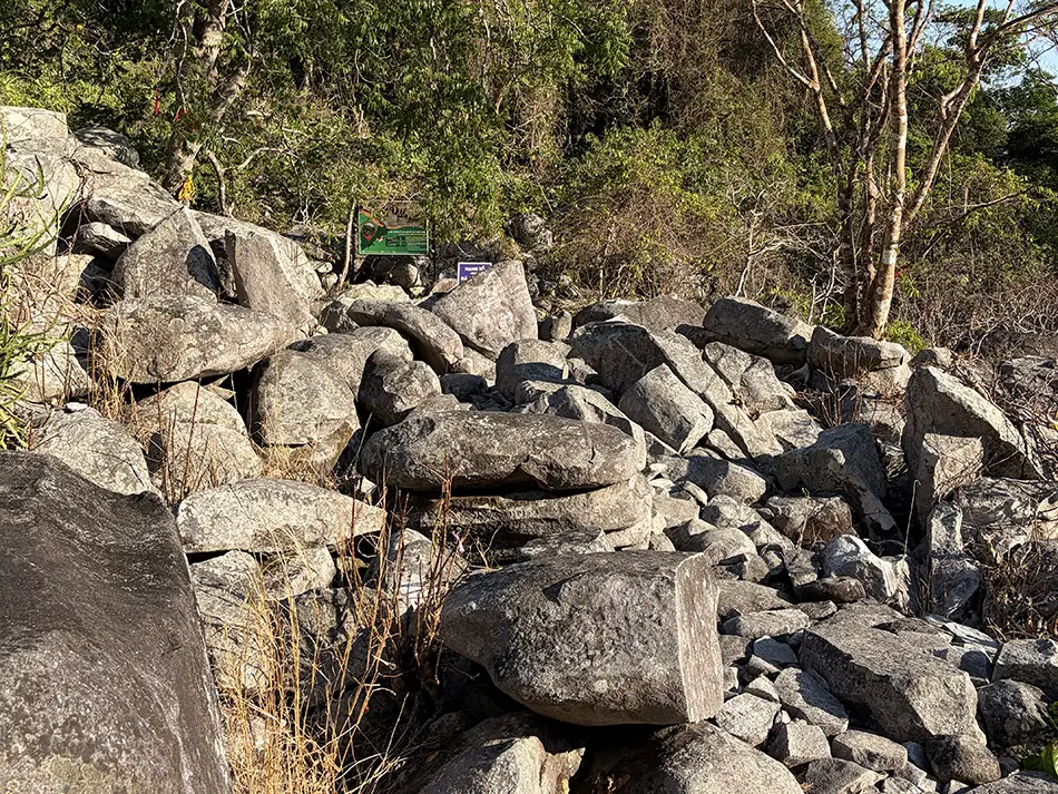Rocky Path to the secret cave at Ta Cu Mountain