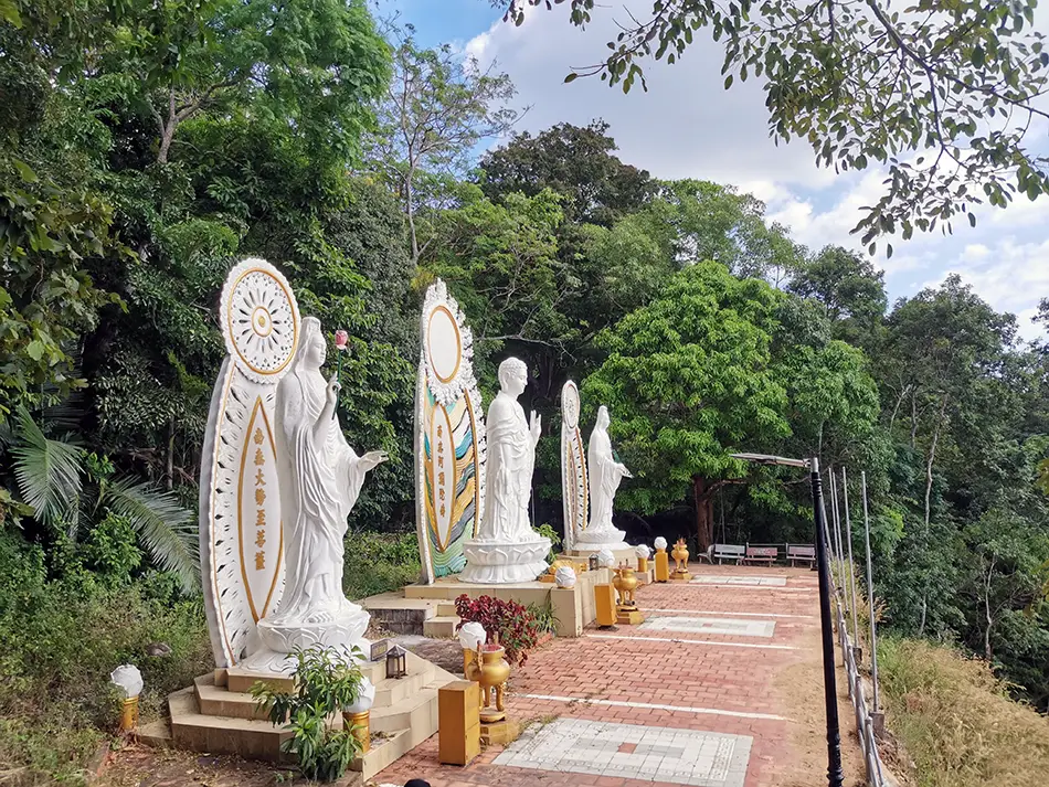 Religious statues along a walkway on Ta Cu Mountain near Mui Ne Vietnam