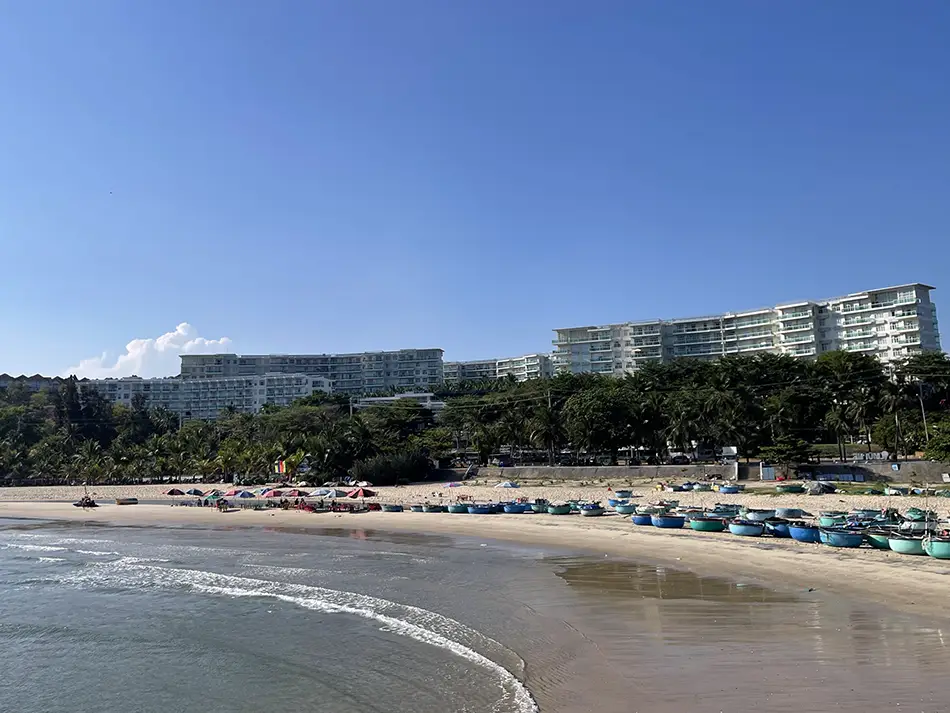 Sea Links Beach with the protective seawall creating a calm swimming area behind it