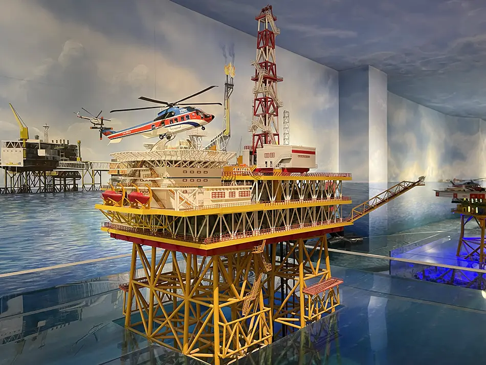 Illuminated scale model of an offshore oil rig on display at the Ba Ria–Vung Tau Museum.