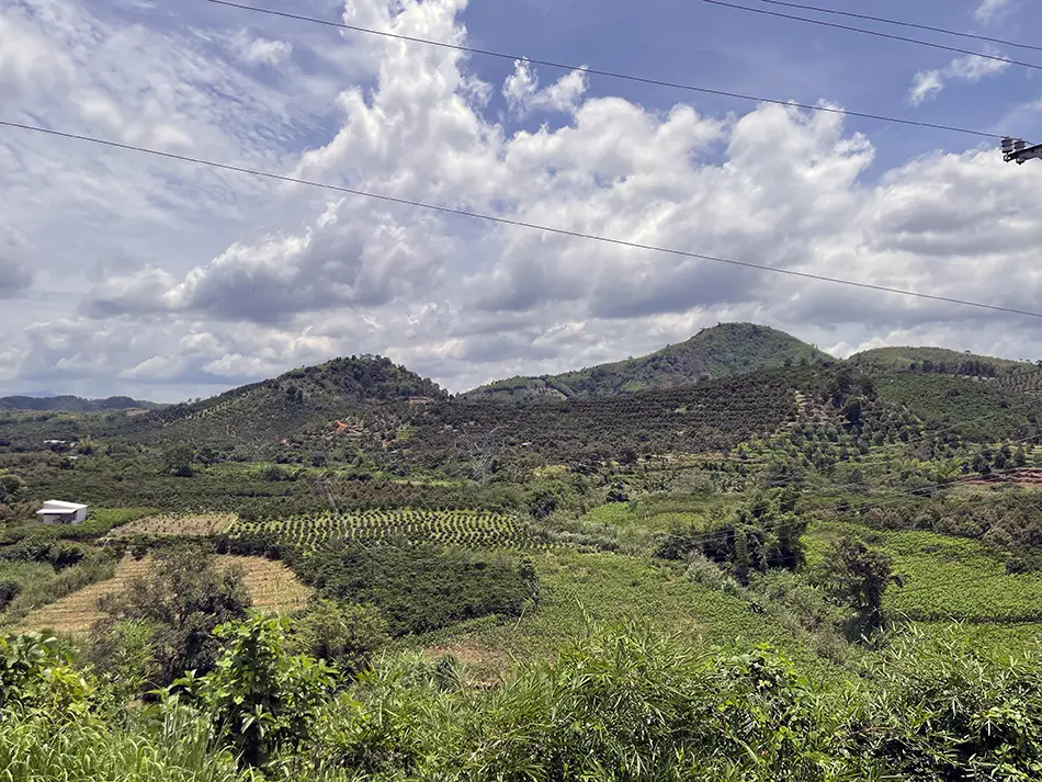 Emerald green hills in the countryside surrounding Buon Ma Thuot
