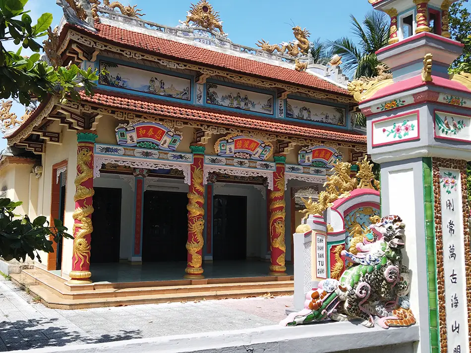 A brightly painted tomb at An Bang Cemetery.