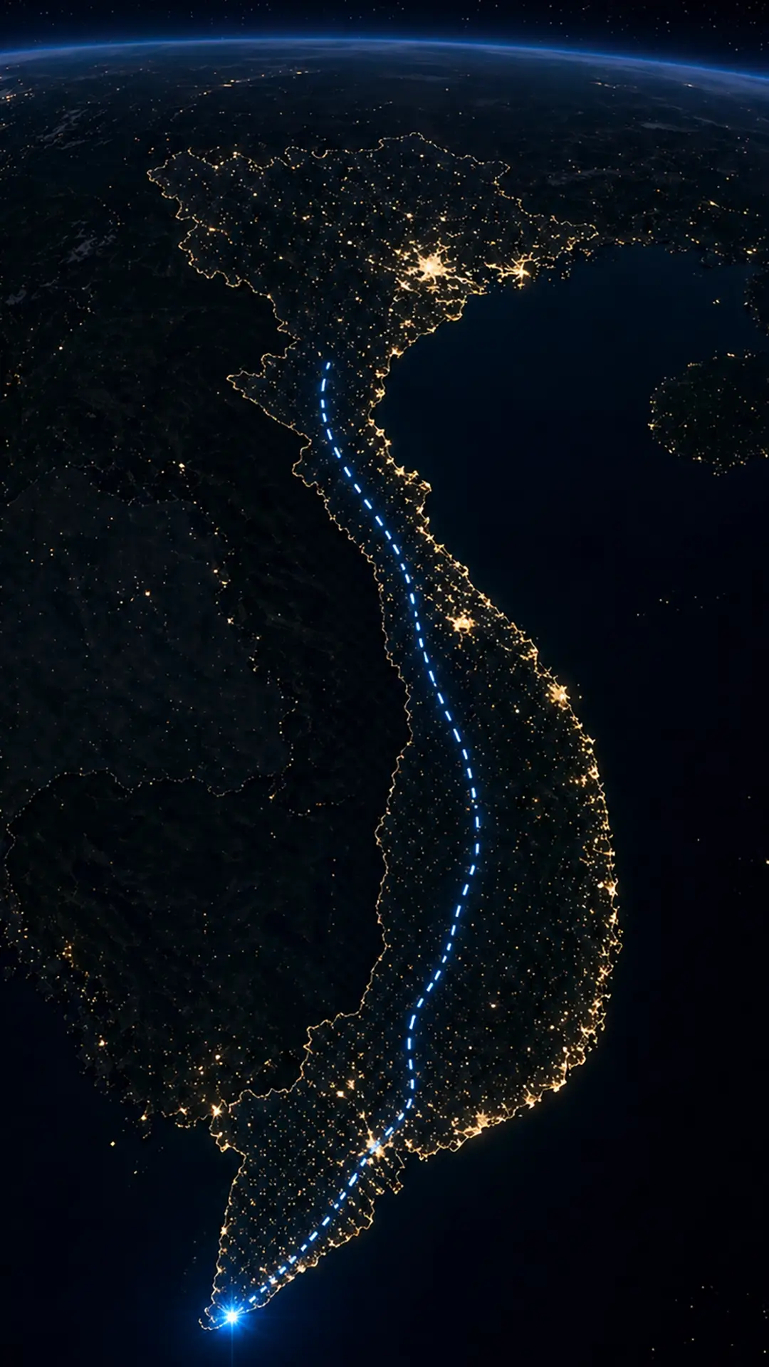 Vietnam from space at night