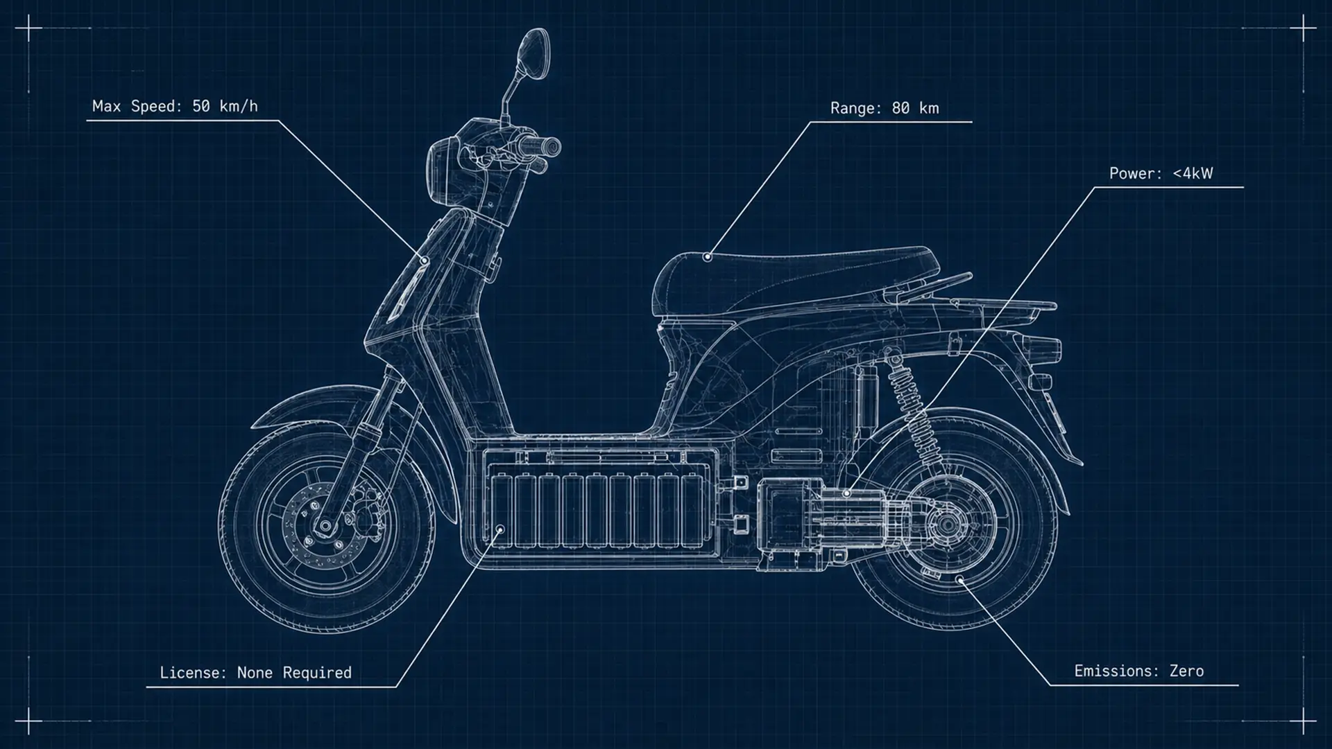 Electric scooter technical blueprint
