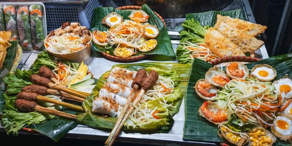 Best vietnamese street food flat lay